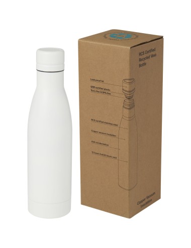Bouteille isotherme Vasa en acier inoxydable recyclé certifié RCS de 500 ml avec isolation par le vide et couche de cuivre