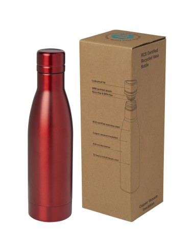 Bouteille isotherme Vasa en acier inoxydable recyclé certifié RCS de 500 ml avec isolation par le vide et couche de cuivre