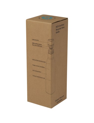Bouteille isotherme Vasa en acier inoxydable recyclé certifié RCS de 500 ml avec isolation par le vide et couche de cuivre