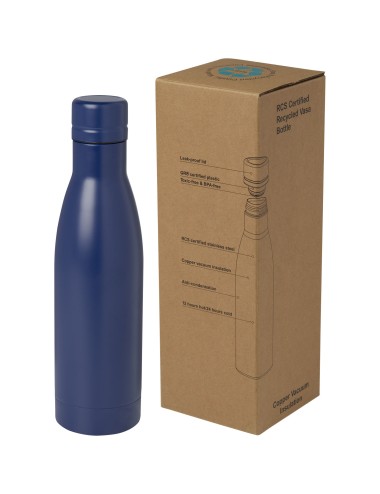 Bouteille isotherme Vasa en acier inoxydable recyclé certifié RCS de 500 ml avec isolation par le vide et couche de cuivre