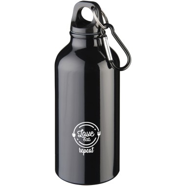 Bouteille d'eau Oregon de 400 ml en aluminium recyclé certifié RCS avec mousqueton