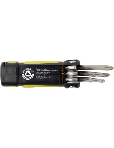 Jeu de tournevis Octo 8-en-1 RCS en plastique recyclé avec torche