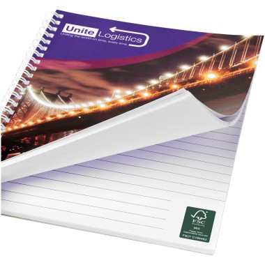 Carnet de notes à spirales A4 Desk-Mate® avec couverture arrière imprimée