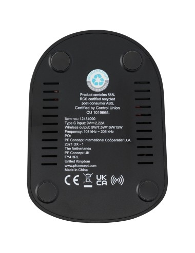 Socle de charge sans fil Loop de 15 W à double bobine en plastique recyclé certifié RCS